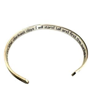 Silver tone  Open cuff Inspirational bracelet